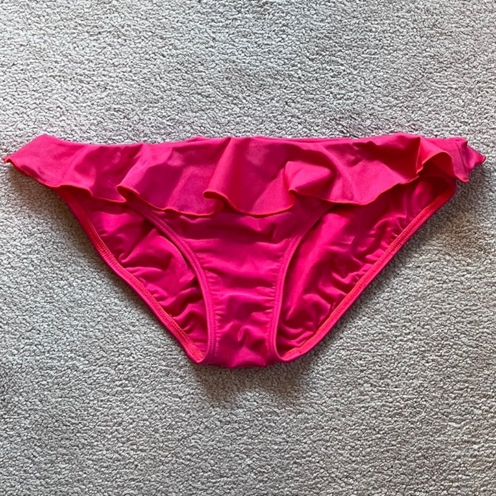 Seafolly Pink Coral Shimmer Ruffle Bikini Bottom AU 12 US 8